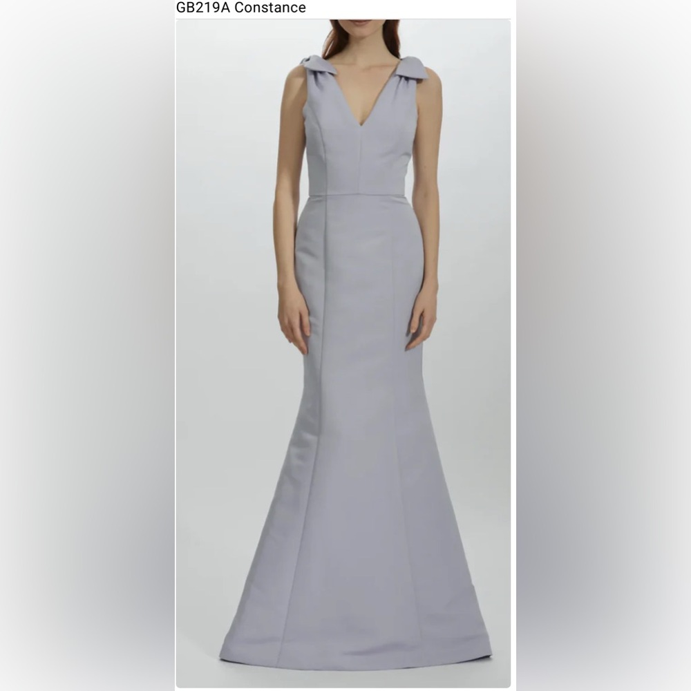 AMSALE BOW V-NECK LILAC DRESS